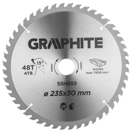 Körfűrészlap Graphite 55H693 keményfém fogakkal, 235x30mm, 48 fog