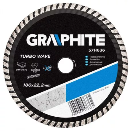 Gyémántvágó Graphite  57H636 180 mm Turbo Hűtőbordás