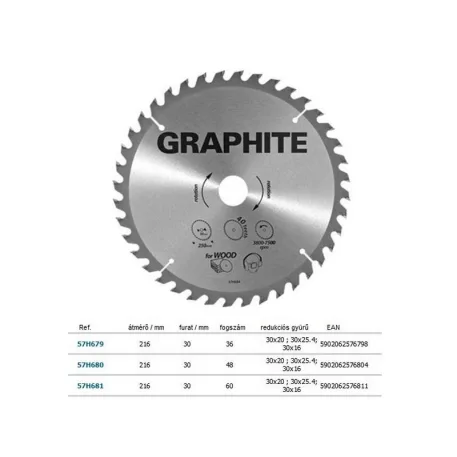 KÖRFŰRÉSZLAP GRAPHITE 57H680 216x30 Z 48