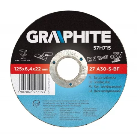 TISZTÍTÓKORONG FÉM 115X6,4 GRAPHITE 57H714