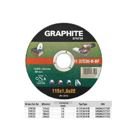 VÁGÓKORONG GRAPHITE 230X3,2 KŐ 57H725