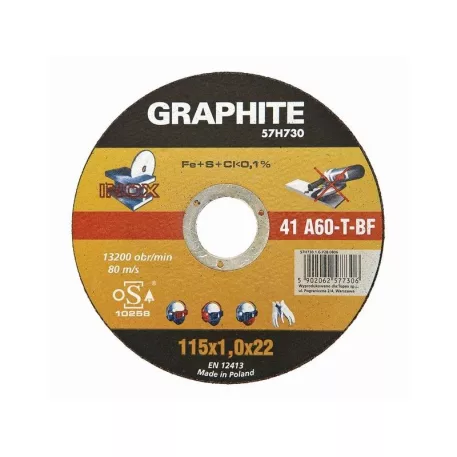 VÁGÓKORONG GRAPHITE 115X1,0 INOX57H730