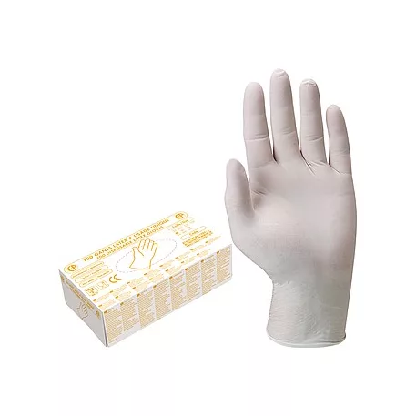 Latex Vizsgálókesztyű, púderezett/100 db (S) Zöld doboz 100 db/doboz