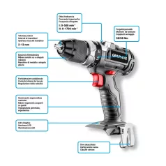   Graphite Akkus Fúró Csavarozó 58G019 Energy+ 18V LI-ion, 13 mm, Szénkefe Mentes, Akku Nélkül