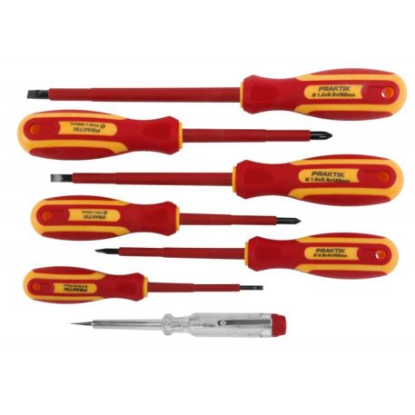 Praktik Csavarhúzó klt , 125-250v, szigetelt 7r/ p387