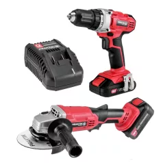   Praktik Akkus szett flexpower system - furó 18v + sarokcsiszoló 18v + 3ah akku + töltő/ ptq026