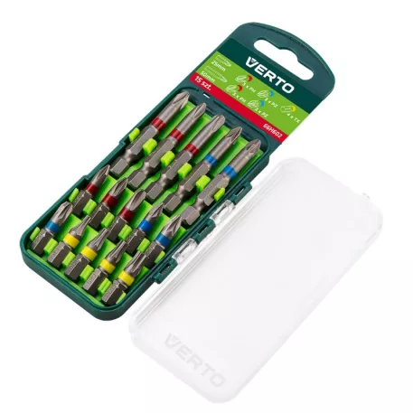 Behajtótüske Készlet Verto 66H602 15 Részes, 25 mm - 3 x Ph, 3 x Pz, 4 x Tx + 50 mm - 3 x PH, 2