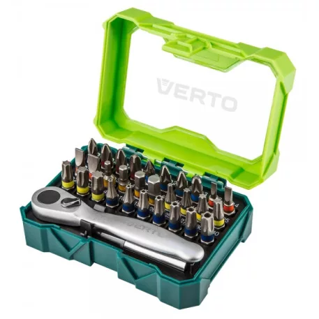 Behajtótüske Készlet Verto 66H622 32 Részes - 4 x PH, 4 x Pz, 4 x Sl, 4 x Hex, 7 X TX, 7 x Tt