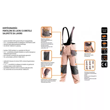 Neo Munkásnadrág 81-320-L L/52 Kantárral 6 az 1-ben