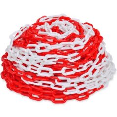   Lánc Sila Műanyag Jelzőlánc 6 mm /30 M Piros-Fehér, Tasakban