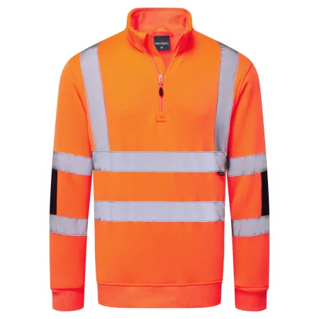 Portwest Hi-Vis cipzáras kötött pulóver (narancs 6XL)