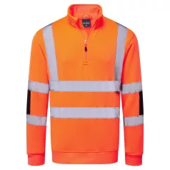 Portwest Hi-Vis cipzáras kötött pulóver (narancs XL)