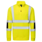 Portwest Hi-Vis cipzáras kötött pulóver (sárga L)
