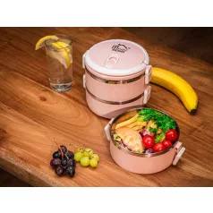 Ételhordó Magichome Lb933, 3 Részes, 1.5 L, Rózsaszín
