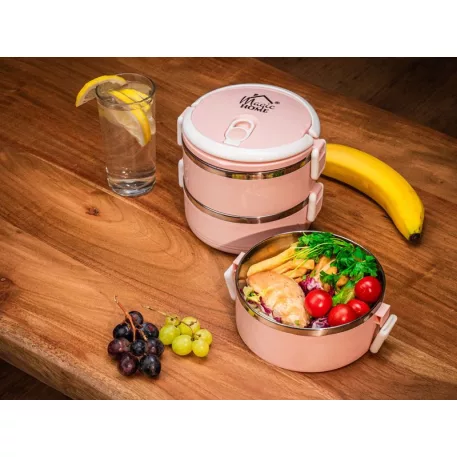 Ételhordó Magichome Lb933, 3 Részes, 1.5 L, Rózsaszín