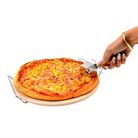 MagicHome, pizza sütő kő, állvánnyal, pizzavágóval, 33 cm