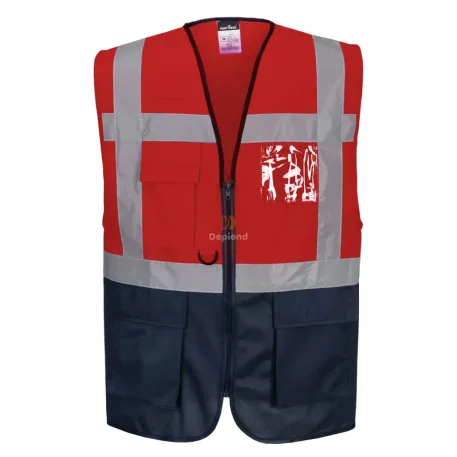 Portwest Jól láthatósági Warsaw vezetői mellény (piros/tengerészkék L)