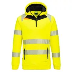   Portwest DX4 Hi-Vis 1/4 zippzáras kapucnis pulóver ( sárga / fekete XL)