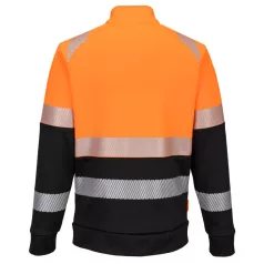   Portwest DX4 Hi-Vis Class 1 funnel nyakú cipzáras pulóver (narancs/fekete XL)