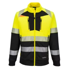   Portwest DX4 Hi-Vis Class 1 funnel nyakú cipzáras pulóver (sárga/fekete XL)