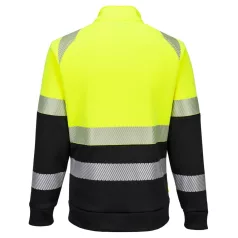   Portwest DX4 Hi-Vis Class 1 funnel nyakú cipzáras pulóver (sárga/fekete XL)