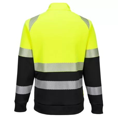 Portwest DX4 Hi-Vis Class 1 funnel nyakú cipzáras pulóver (sárga/fekete XL)