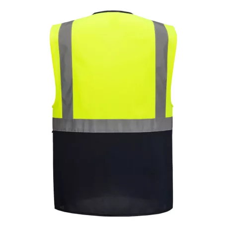 Portwest ES1 Essential Hi-Vis kontraszt cipzáras vezetői mellény (sárga/tengerészkék L)