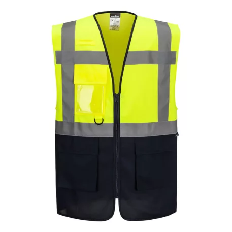 Portwest ES1 Essential Hi-Vis kontraszt cipzáras vezetői mellény (sárga/tengerészkék S)