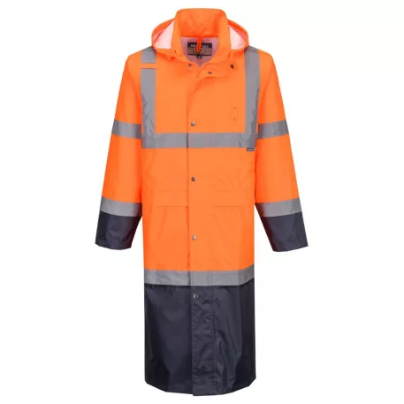 Portwest Hi-Vis esőkabát (122 cm) (narancssárga/tengerészkék XL)