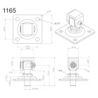 Állítható hegeszthető pánt M16, 80×80mm alaplemezzel 