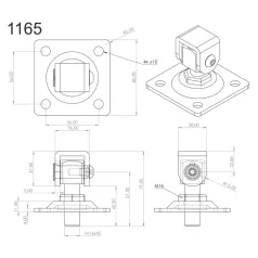 Állítható hegeszthető pánt M16, 80×80mm alaplemezzel 