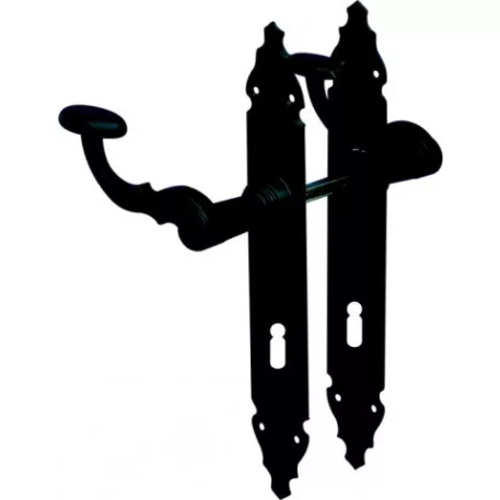 Kovácsoltvas kilincs 100, fekete 72 mm, kulcs