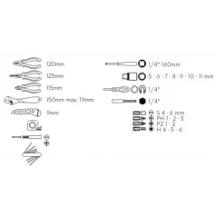 Szerszám készlet 35 db műanyag dobozban