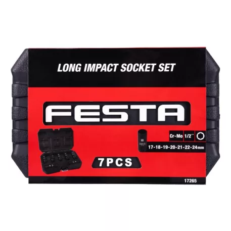 Ütvecsavarozó hosszabbított dugókulcs készlet 1/2" Cr-Mo FESTA Industry