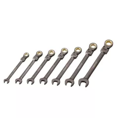   Csuklós racsnis kulcs készlet 7 db CrV Festa 10-19mm 72 fog