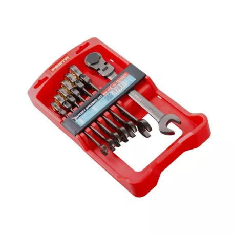 Csuklós racsnis kulcs készlet 7 db CrV Festa 10-19mm 72 fog