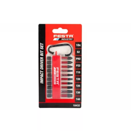 Torziós bitkészlet PH, PZ, torx S2 1/4" 50mm 10 db FESTA INDUSTRY