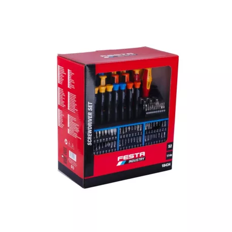 Csavarhúzó és bitkészlet 114db-os FESTA INDUSTRY