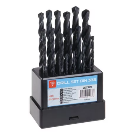 HSS fémfúró készlet 1-10 mm 19 részes