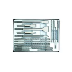   SDS+ vésők ésfúrószárak 2x vésőhegy, 3x véső, 12x fúrószár