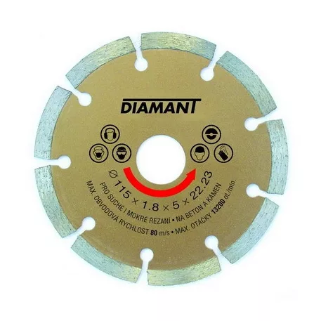 Gyémánt vágótárcsa szegmentált Diamant 115 / 22,2 mm