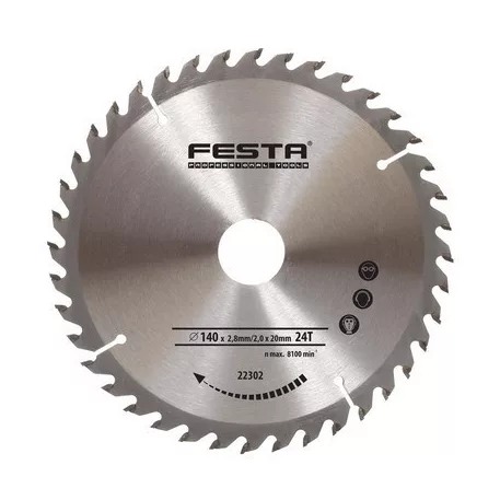 Körfűrész tárcsa, vidia lappal TCT 140/2,8/20 mm/24f.