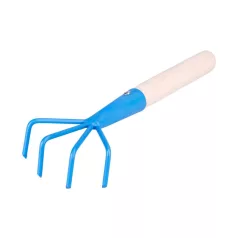 4 fogú, fa nyéllel ellátott kapa, 25 cm