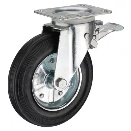 Konténer kerék forgó-fékes villában átmérő 200 mm, 238 mm, 210 kg