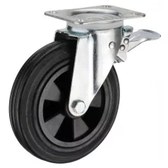   Konténer kerék forgó-fékes villában műanyag átmérő 160 mm, 197 mm, 160 kg