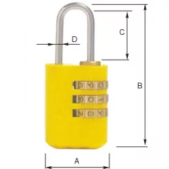 Számzáras lakat, sárga cpv28v