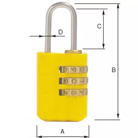 Számzáras lakat, sárga cpv28v
