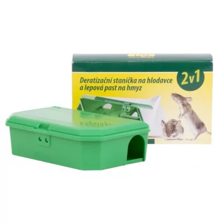 Rágcsálóméreg csalétek doboz és ragasztós rovarcsapda