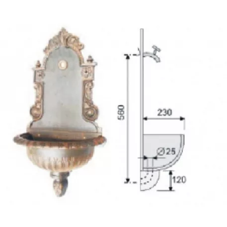 Falikút, öntöttvas, 2 részes fekete