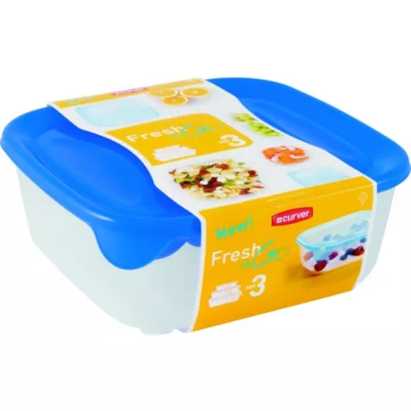 Négyzet alakú edény FRESH&GO 0,25 L+0,8 L+1,7 L